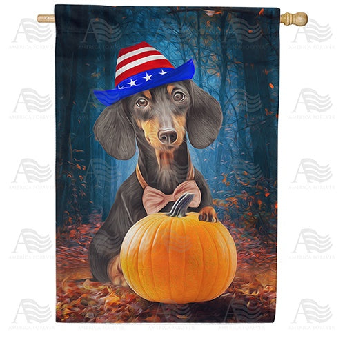 Patriotic Dachshund Double Sided House Flag