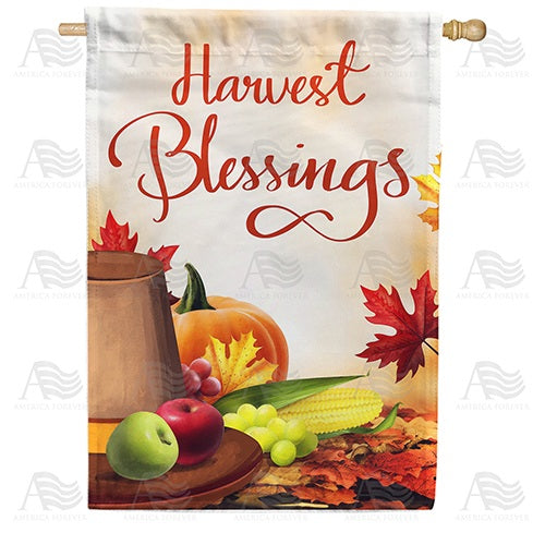 Pilgrim Hat Harvest Blessings Double Sided House Flag