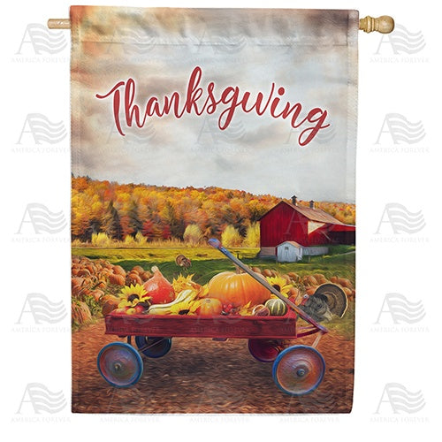 Small Wagon Of Gourds Double Sided House Flag