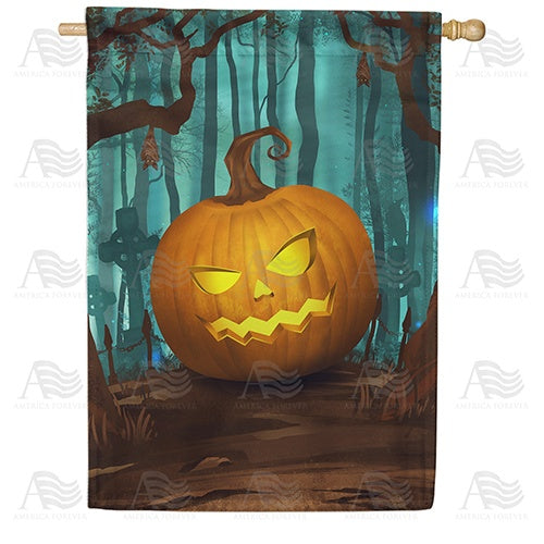 Eerie Jack O'Lantern Double Sided House Flag