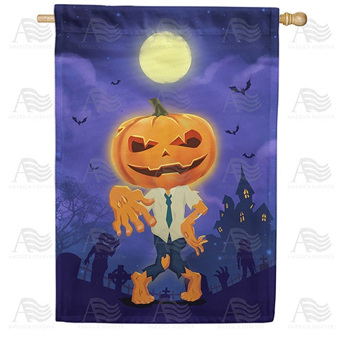 Dancing Pumpkin Man Double Sided House Flag