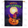 Angry Jack O'Lantern Double Sided House Flag