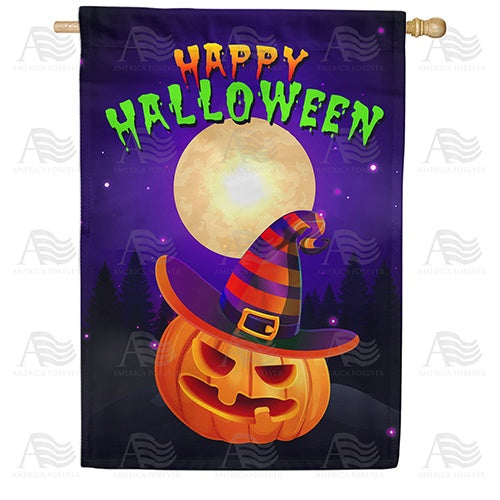 Angry Jack O'Lantern Double Sided House Flag