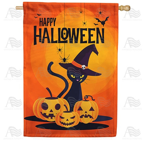 Sassy Halloween Kitty Double Sided House Flag