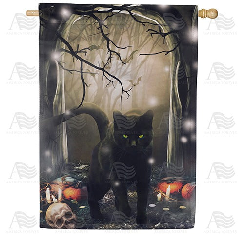 Black Cat Crossing Double Sided House Flag