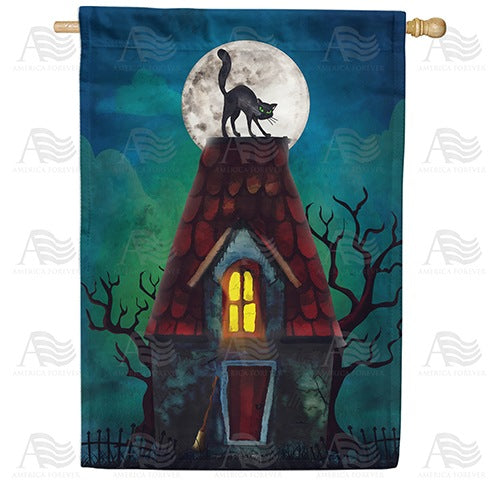 The Witch's Cat Double Sided House Flag