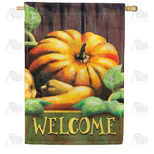 Pumpkin Welcome Double Sided House Flag