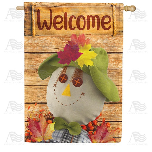 Friendly Scarecrow Welcome Double Sided House Flag
