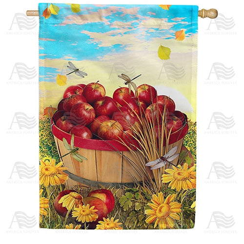 Apples And Dragonflies Double Sided House Flag