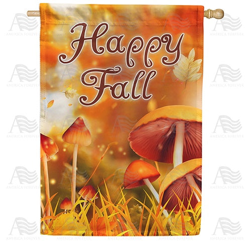 Happy Fall Mushrooms Double Sided House Flag