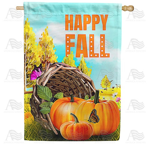 Fall Wicker Basket Double Sided House Flag