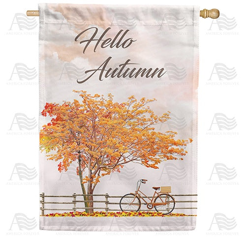 Autumn Breeze Bike Ride Double Sided House Flag