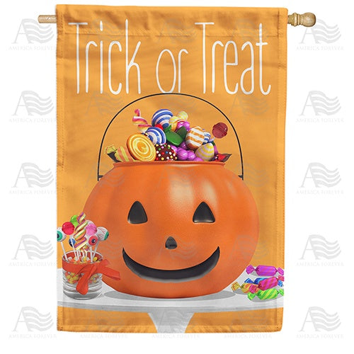 Halloween Candy Bucket Double Sided House Flag