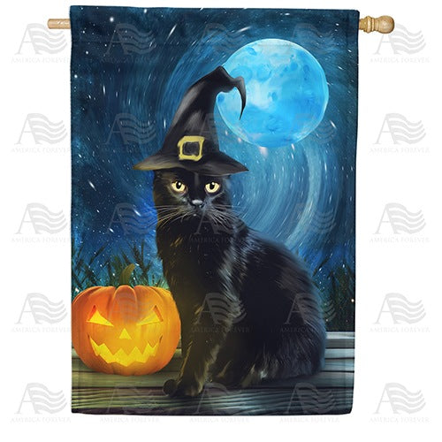 Witchy Cat Double Sided House Flag