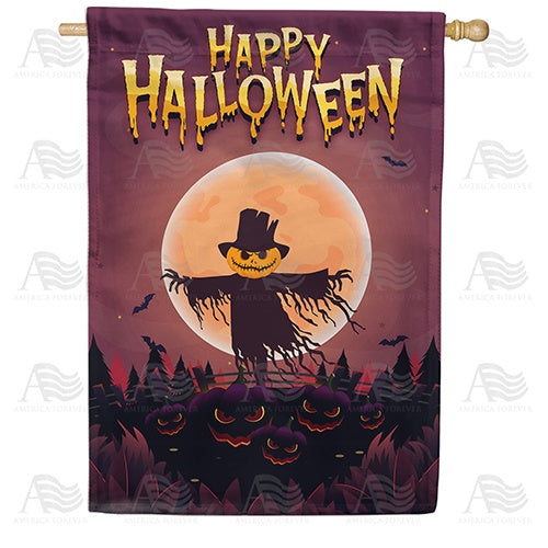 Eerie Pumpkin Patch Double Sided House Flag