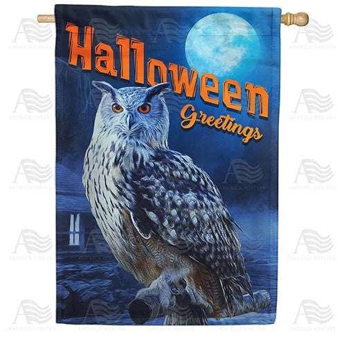 Owloween Greetings Double Sided House Flag