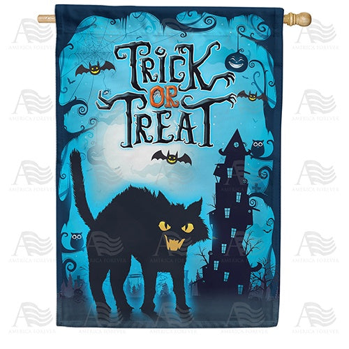 Frightening Feline Double Sided House Flag