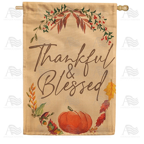 Thankful & Blessed Pumpkin Double Sided House Flag