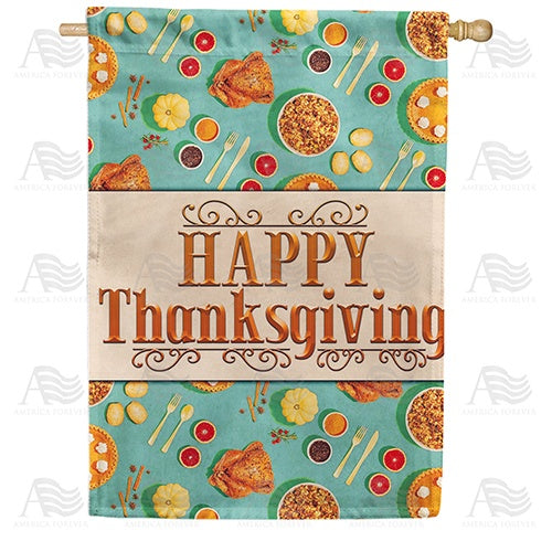 Thanksgiving Foods Double Sided House Flag