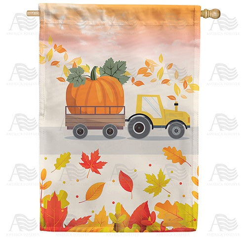 Big Pumpkin Harvest Double Sided House Flag