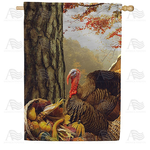 Turkey With Cornucopia Double Sided House Flag