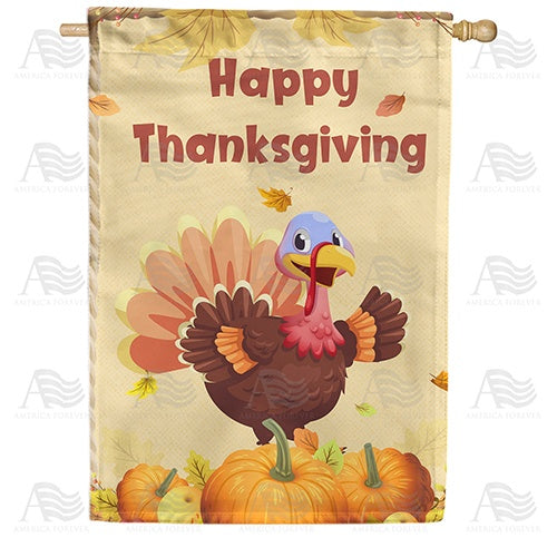 Comical Thanksgiving Turkey Double Sided House Flag