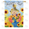 Happy Fall Scarecrow Sunflowers Double Sided House Flag