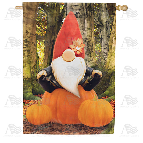 Pumpkin Fun Gnome Double Sided House Flag