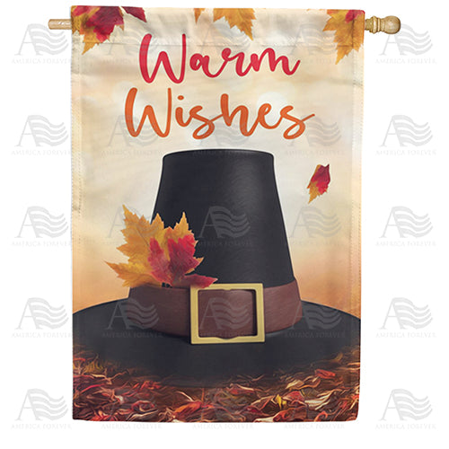 Pilgrim Hat In Leaves Double Sided House Flag