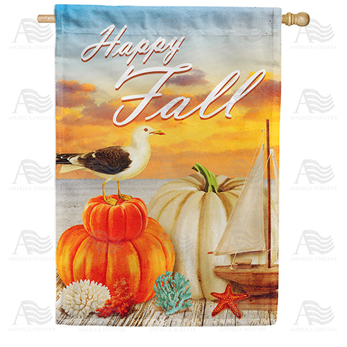 Fall At The Beach Double Sided House Flag