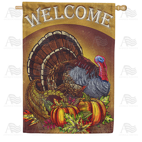 Welcome Signs Of Fall Harvest Double Sided House Flag