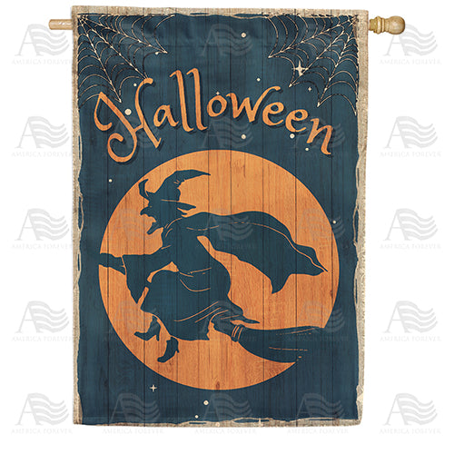 Halloween Witch Silhouette Double Sided House Flag