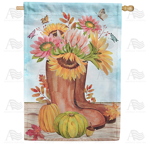 Blooming Boots Double Sided House Flag