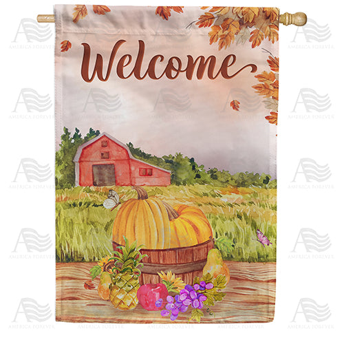 Fall Farm Painting Double Sided House Flag