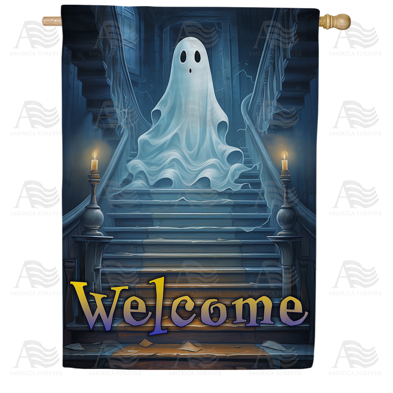 Welcome To The Haunted House Double Sided House Flag