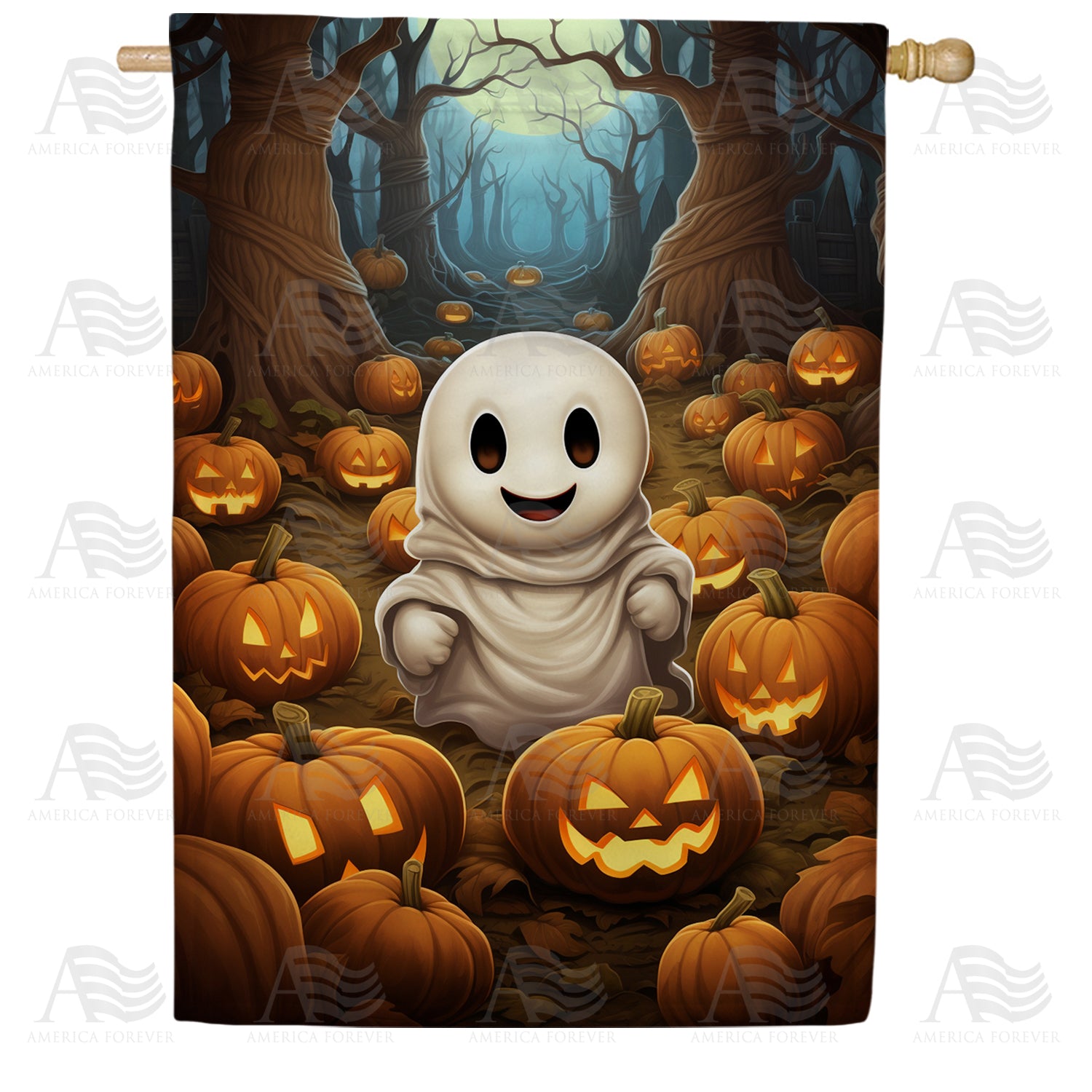Little Happy Ghost Double Sided House Flag