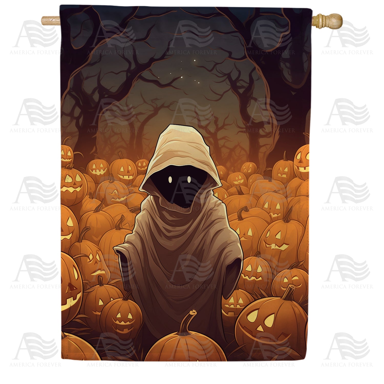 Evil Pumpkin Farmer Double Sided House Flag