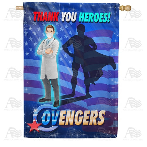Covenger- The Newest Super Hero! Double Sided House Flag