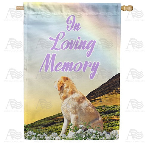 Dog Crossed Over Rainbow Bridge Double Sided House Flag