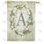 Sage Floral Monogram Double Sided House Flag