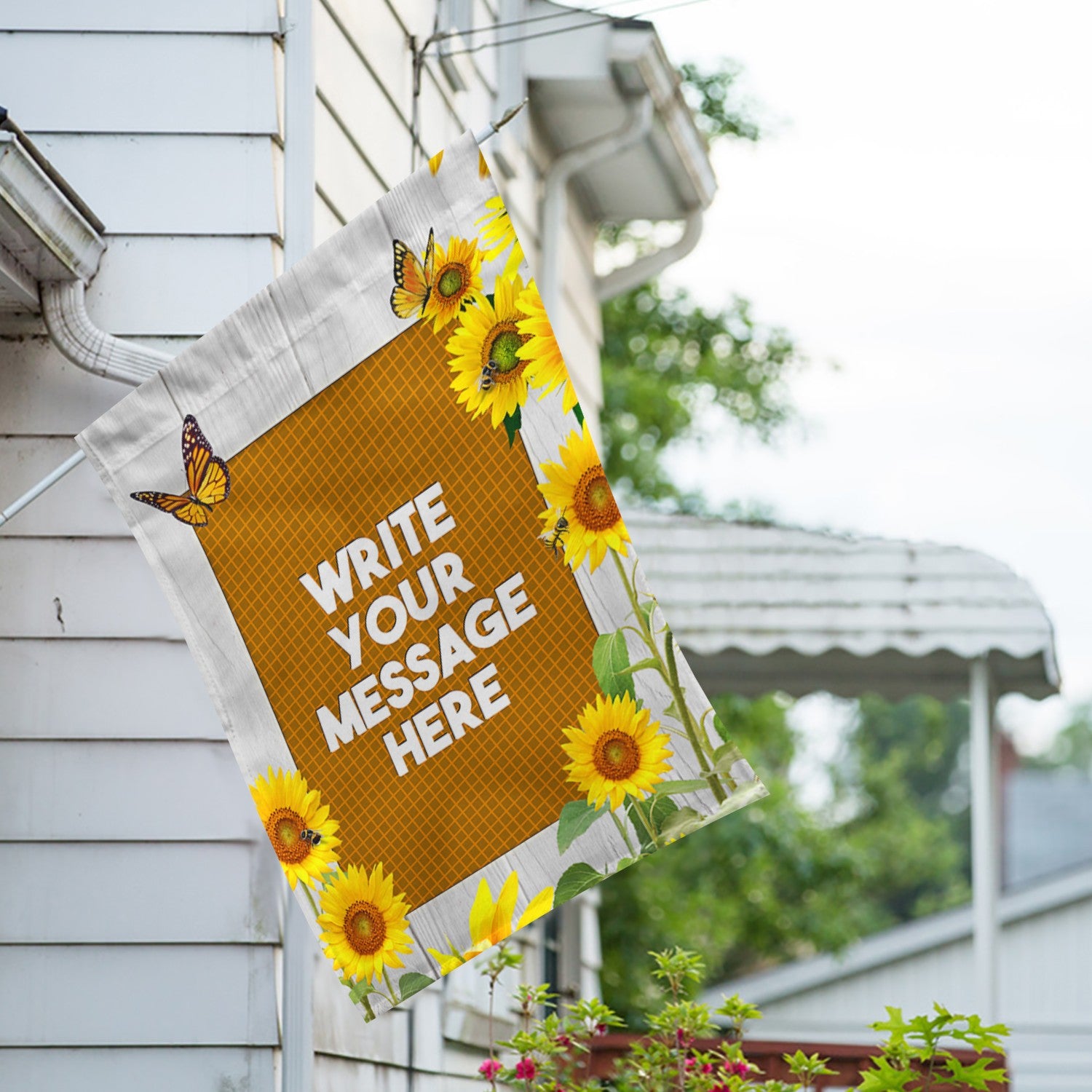 Personalized Country Sunflowers Message House Flag