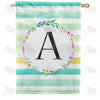 Blue Striped Watercolor Monogram Double Sided House Flag