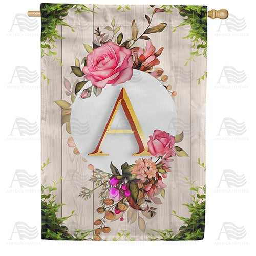 Fancy Rose Monogram Double Sided House Flag