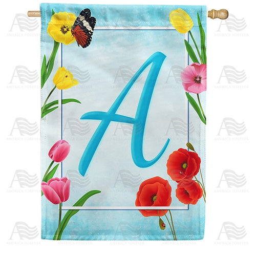 Spring Beauties Monogram Double Sided House Flag