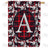 Elegant Red And Black Plaid Monogram Double Sided House Flag