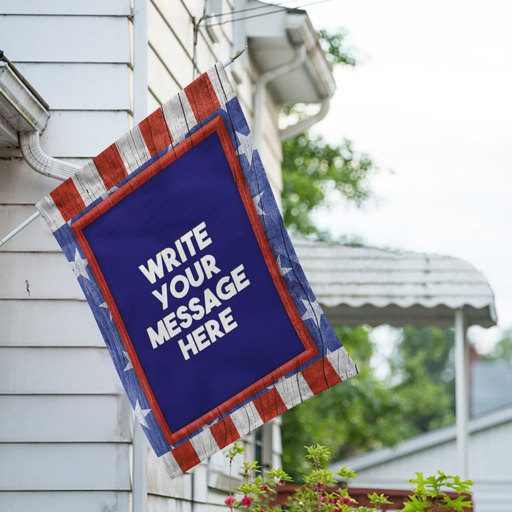 Personalized All American Old Wood Message House Flag