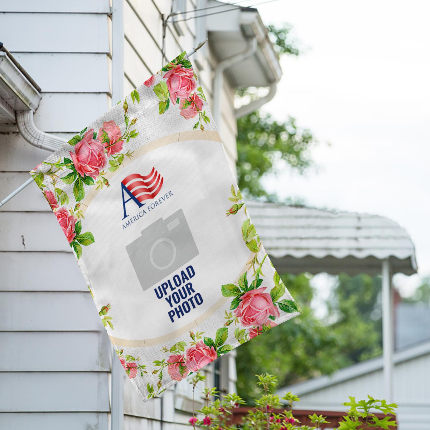 Personalized Country Roses House Flag