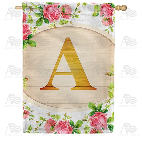 Country Roses Monogram Double Sided House Flag