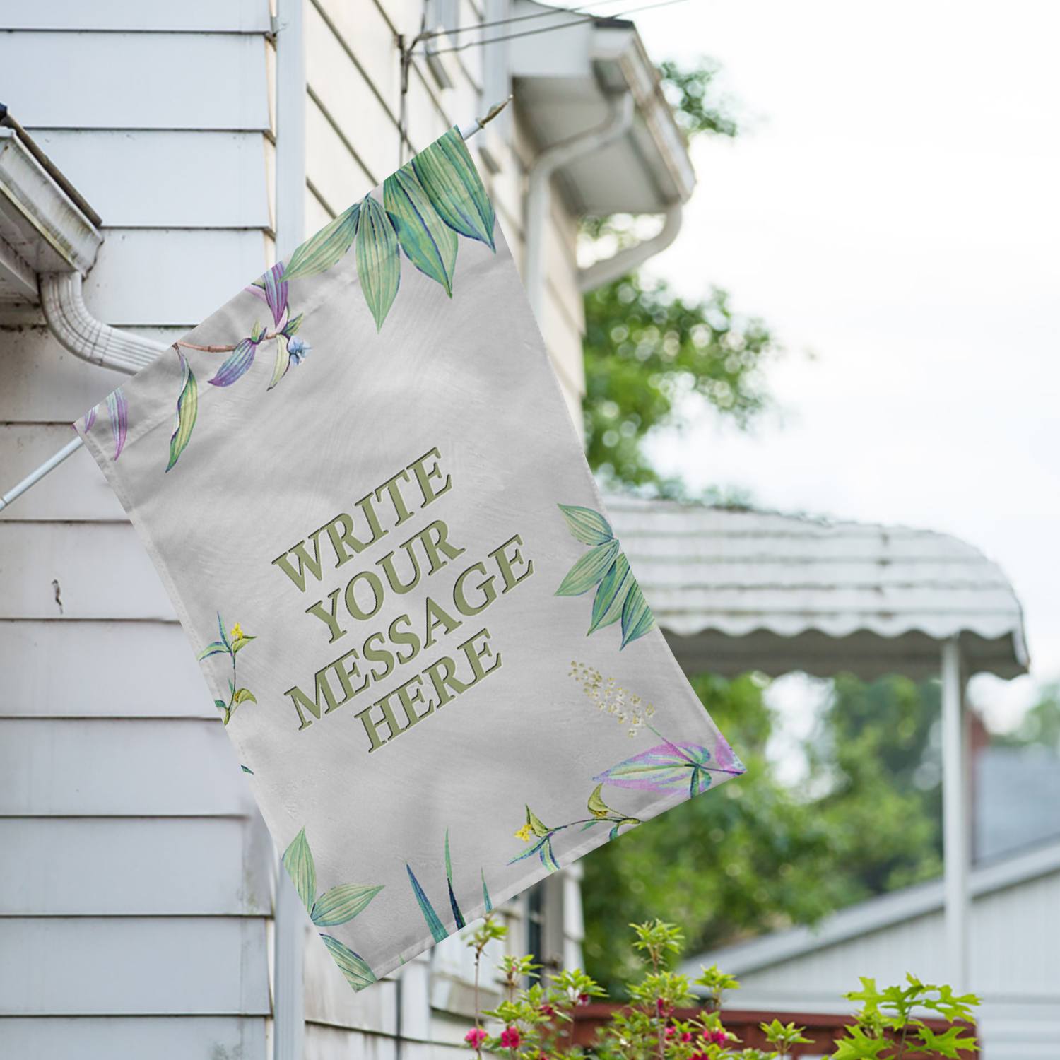Personalized Simply Leaves Message House Flag