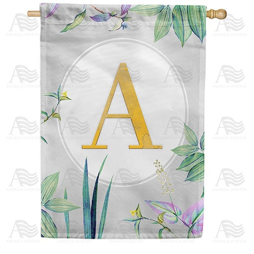 Simply Golden Monogram Double Sided House Flag